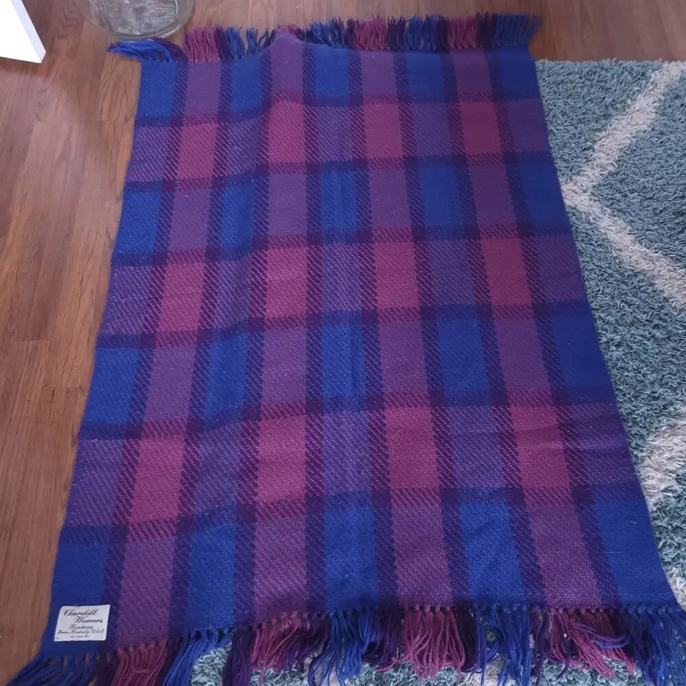 RARE VTG Churchill Weaver Lap Blanket (Berea, KY) Blanket Pink Blue 36x57